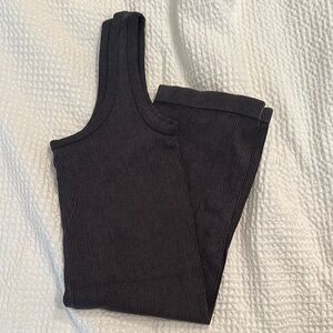 Black Ribbed Athletic Romper